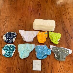 BNWOT AlvaBaby Cloth All-in-One Diapers & Inserts & Swim Lot (19 items)